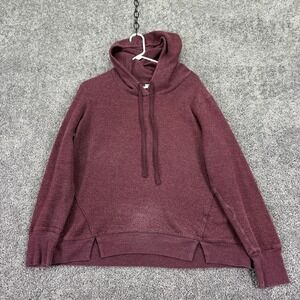 Maurices Hoodie Womens XL Maroon Textured Knit Split Hem Pullover Cozy Casual